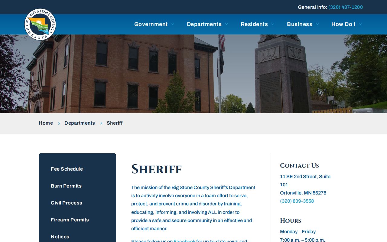 Official Big Stone County Sheriff source for 72-hour release routing