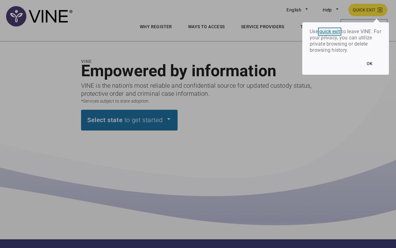 Big Stone County VINELink inmate check search and notification entry